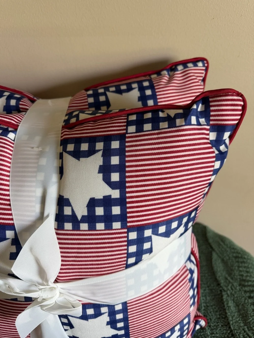 Martha Stewart Red White & Blue Patriotic Star 🇺🇸 Patchwork Throw Pillows NEW!